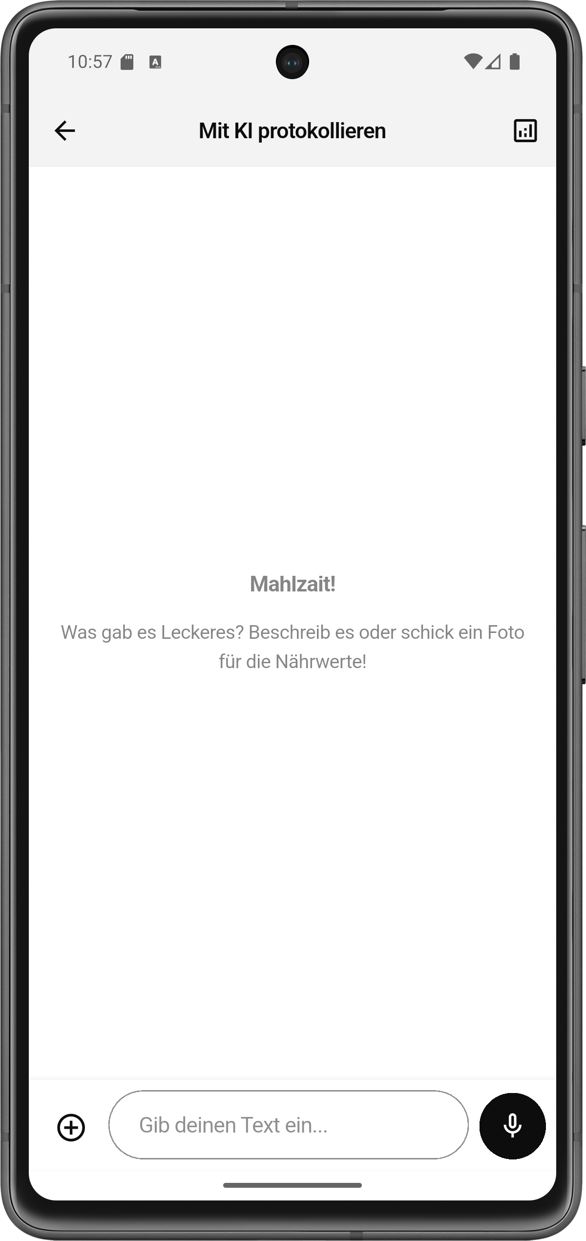 KI-Logging - Mahlzait App Ansicht