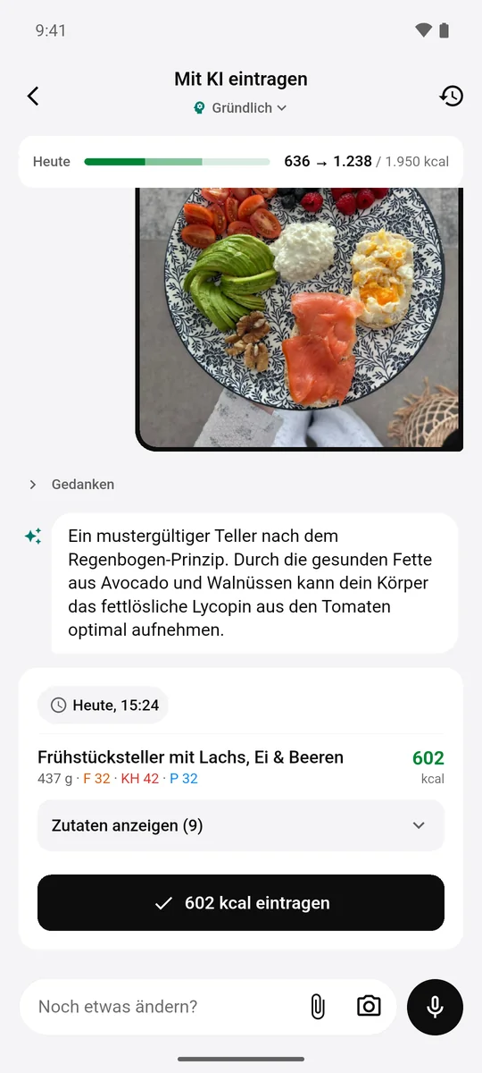 Mahlzait App Screenshot 1 - Kalorienzähler Funktion